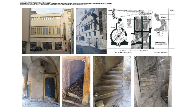 Restauration d'un escalier en pierre à double révolution du XVe siècle.
