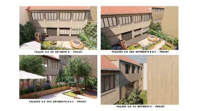 Réhabilitation d'un îlot début XXe siècle en Site Patrimonial Remarquable, création d'un jardin intérieur, 3 appartements dont une nouvelle façade d'immeuble.