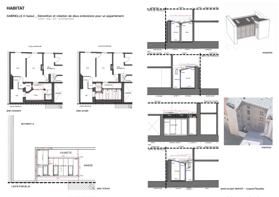 Démolition et création de deux extensions pour un appartement 