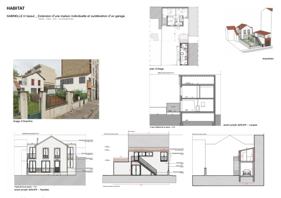 Extension d’une maison individuelle et surélévation d’un garage 
