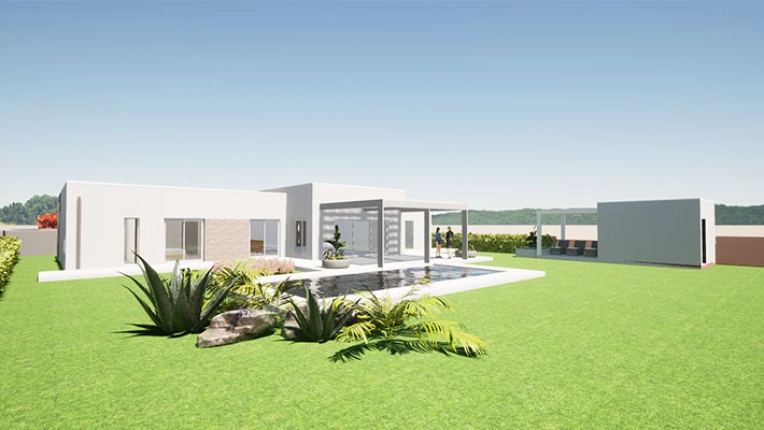 Jardin, Terrasse, Maison individuelle, Exterieur, Maison de ville, Maison de campagne, Piscine, Construction neuve, Contemporain, Moderne