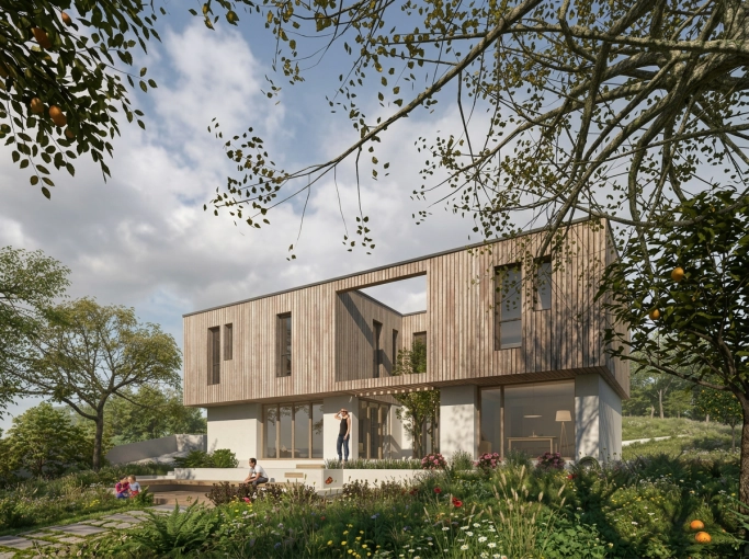 Terrasse, Maison individuelle, Chalet / Maison en bois, Extérieur, Maison de campagne, Construction neuve, Étude de faisabilité, Villa, Carport, Plan, Permis de construire, Conseil