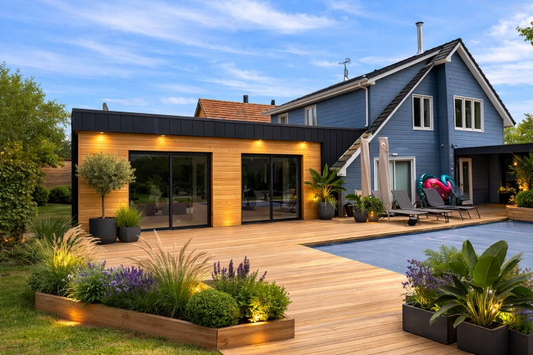 Chalet / Maison en bois, Extension, Contemporain