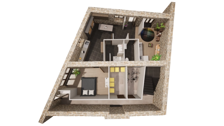 Maison de ville, Réhabilitation, Contemporain