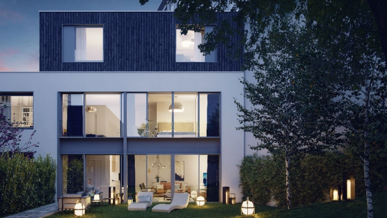 Jardin, Terrasse, Résidentiel collectif, Construction neuve, Contemporain, Moderne