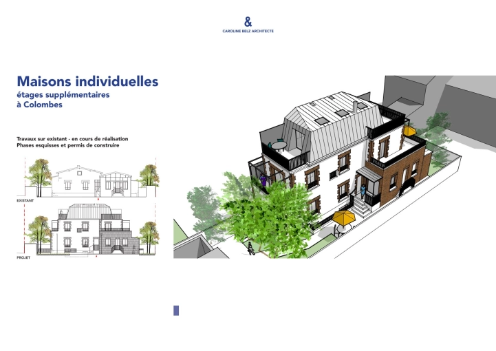 Transformation, Surélévation, Maison individuelle, Étude de faisabilité, Réhabilitation, Contemporain