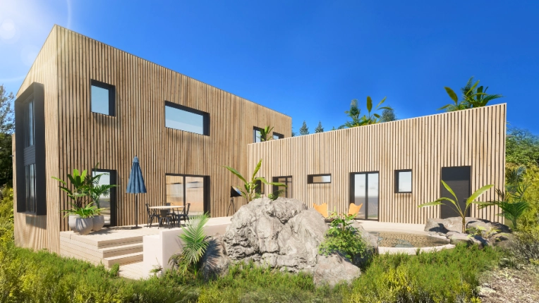 Landscape Architecture, Patios & Terraces, Single-Family Homes, Passive House / Eco-friendly, Chalets / Wooden Houses, Exterior, Country Homes, Pools, New Build, contemporary, Modern, Minimalist