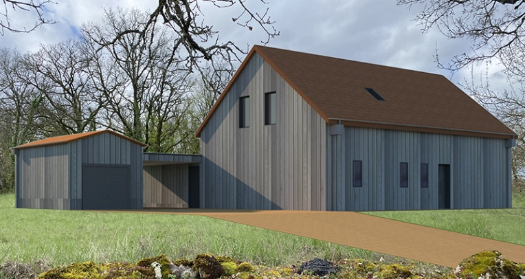 Maison individuelle, Maison de campagne, Construction neuve, Contemporain