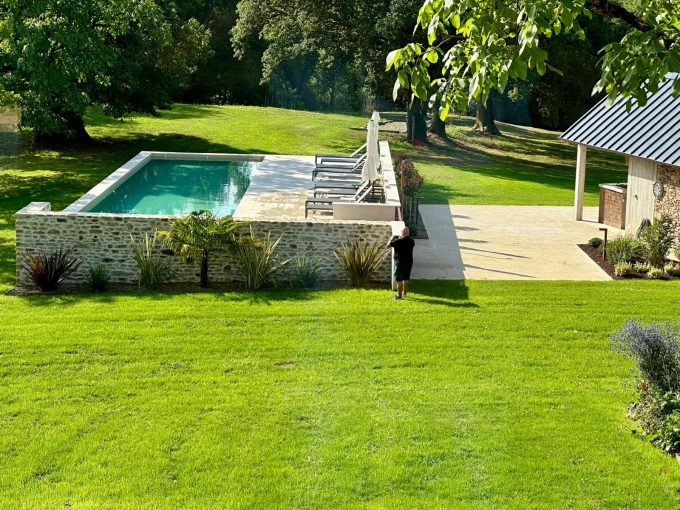 Jardin, Extérieur, Piscine, Contemporain, Traditionnel