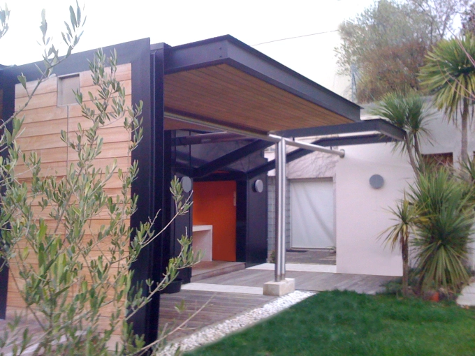 Terrasse, Maison individuelle, Extérieur, Piscine, Extension, Contemporain, Moderne
