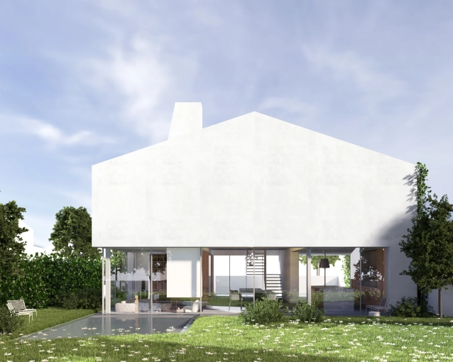 Maison individuelle, Exterieur, Piscine, Architecture d’intérieur, Construction neuve, Villa, Vintage, Contemporain, Minimaliste