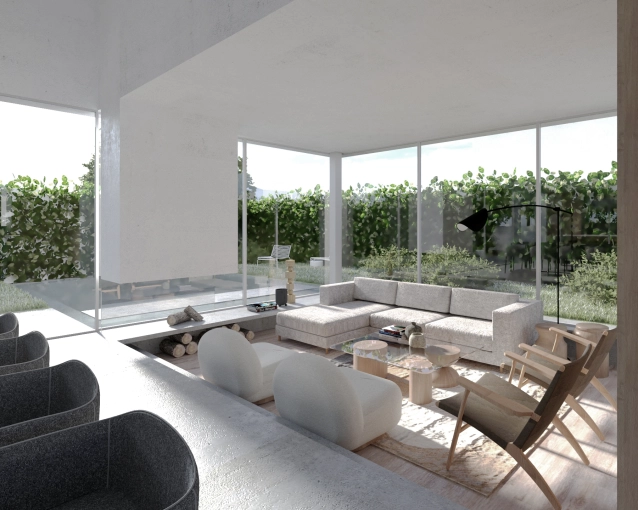 Maison individuelle, Exterieur, Piscine, Architecture d’intérieur, Construction neuve, Villa, Vintage, Contemporain, Minimaliste