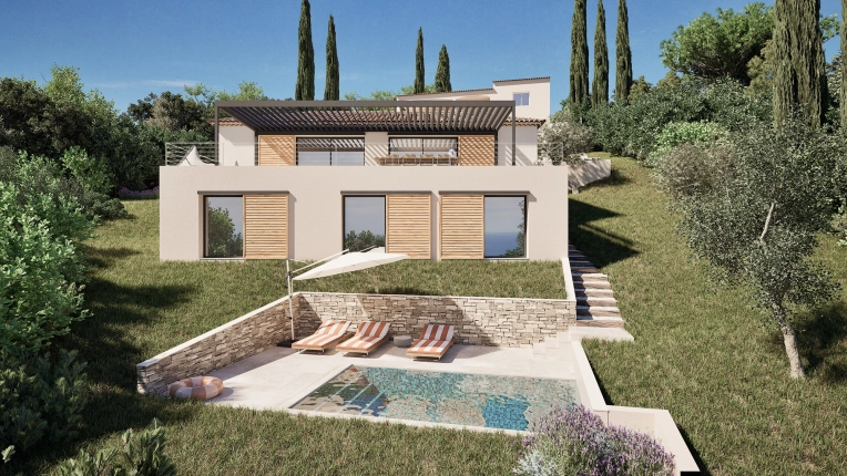 Jardin, Terrasse, Maison individuelle, Extérieur, Piscine, Architecture d’intérieur, Construction neuve, Étude de faisabilité, Villa, Moderne