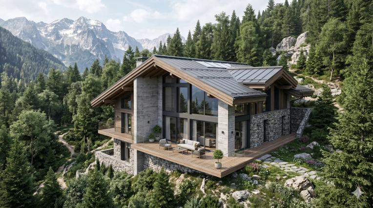 Maison individuelle, Chalet / Maison en bois, Construction neuve, Plan, Permis de construire