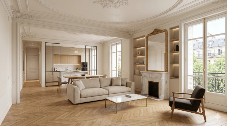 Transformation, Assistance à la maitrise d'ouvrage, Appartement, Rénovation, Architecture d’intérieur, Étude de faisabilité, Plan, Suivi de chantier, Conseil