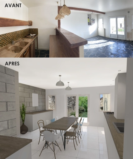 Maison individuelle, Rénovation, Contemporain, Traditionnel