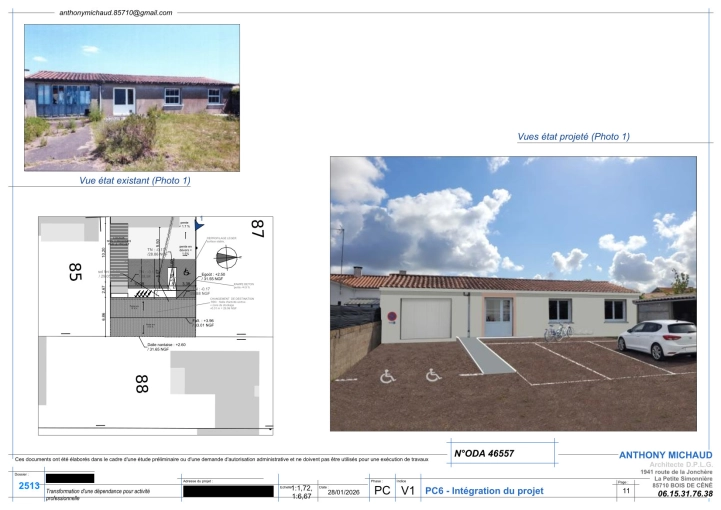 Transformation, Bâtiment professionnel, Plan, Permis de construire