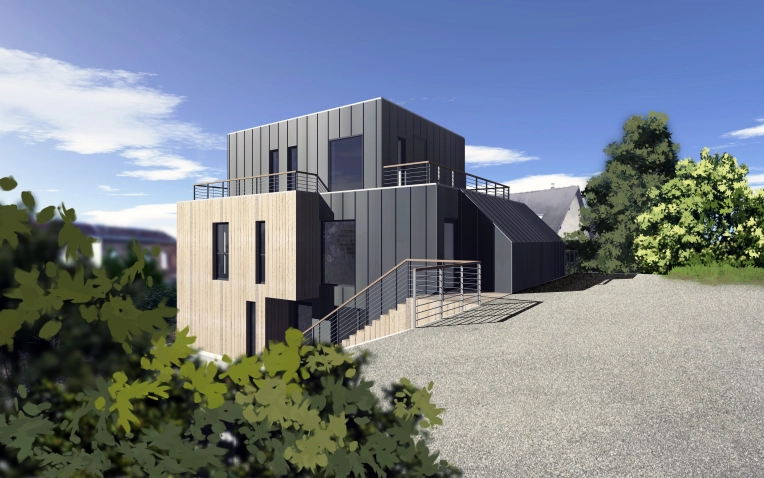 Maison individuelle, Maison de ville, Construction neuve, Étude de faisabilité, Futuriste, Contemporain, Moderne