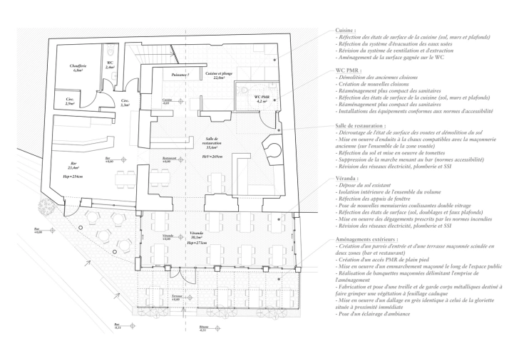 Mise aux normes, Jardin, Terrasse, Hôtellerie - Restauration, Extension, Rénovation énergétique, Plan, Permis de construire, Suivi de chantier