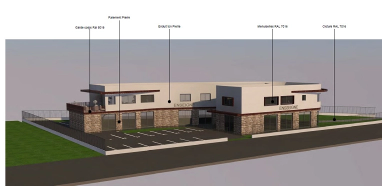 Bâtiment professionnel, Bureau, Construction neuve, Plan, Permis de construire