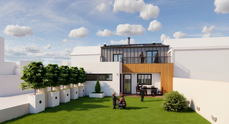 Surélévation, Maison de ville, Contemporain, Moderne