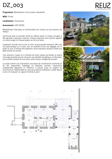 Mise aux normes, Maison individuelle, Rénovation, Rénovation énergétique, Plan, Suivi de chantier, Conseil, Diagnostic, Déclaration de travaux