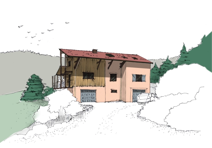 Terrasse, Maison individuelle, Maison passive / écologique, Maison de campagne, Extension, Rénovation énergétique, Plan, Permis de construire