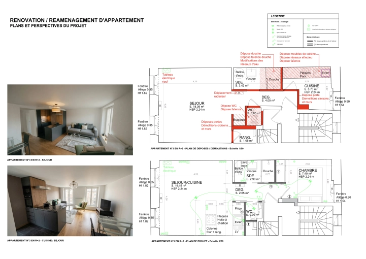 Appartement, Rénovation, Architecture d’intérieur, Plan, Permis de construire