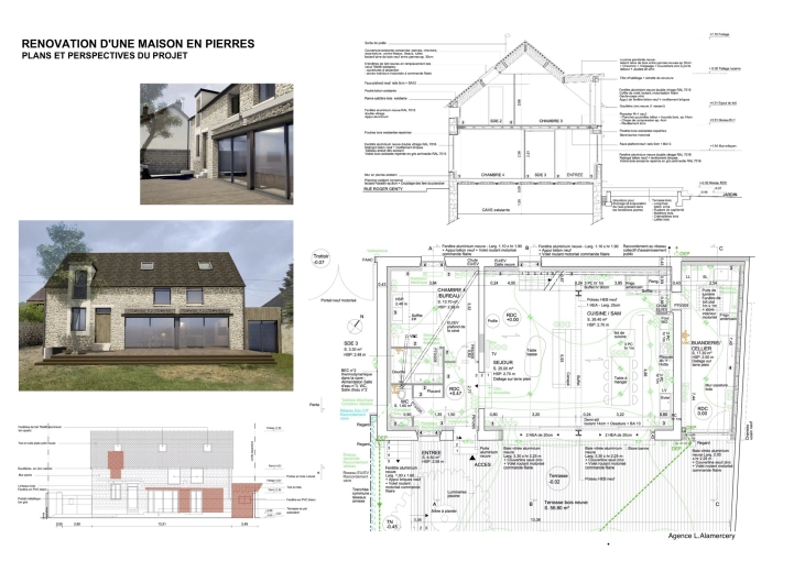 Maison individuelle, Rénovation, Maison de campagne, Rénovation énergétique, Corps de ferme, Plan, Permis de construire