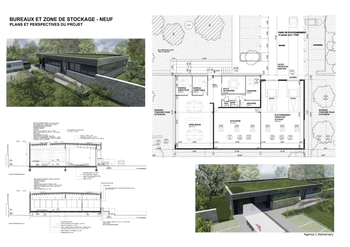 Bâtiment professionnel, Bureau, Hangar, Construction neuve, Plan, Permis de construire