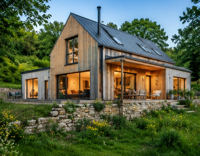 Maison individuelle, Chalet / Maison en bois, Maison de ville, Architecture d’intérieur, Construction neuve, Étude de faisabilité, Plan, Permis de construire, Suivi de chantier, Conseil, Déclaration de travaux