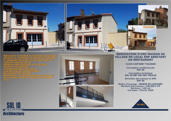 Transformation, Hôtellerie - Restauration, Rénovation, Réhabilitation, Plan, Permis de construire, Suivi de chantier