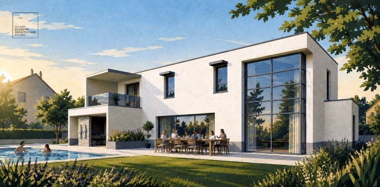 Maison individuelle, Maison de campagne, Construction neuve, Plan, Permis de construire, Suivi de chantier